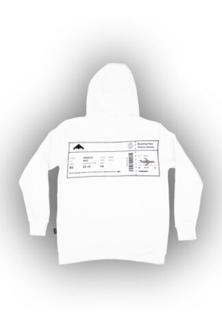 ΜΙΚΡΟΣ ΚΛΕΦΤΗΣ – "BOARDING PASS" WHITE HOODIE